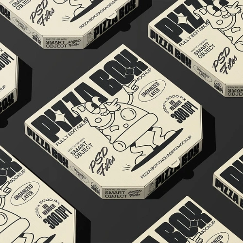 Printed pizza boxes with clear window for branded restaurant packaging