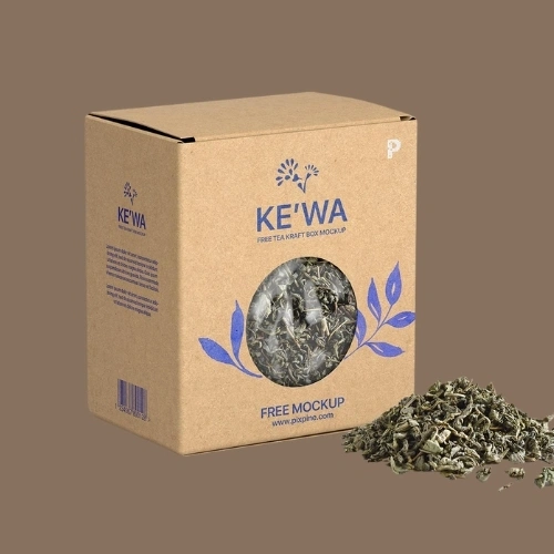 custom kraft window tea boxes with clear display panel