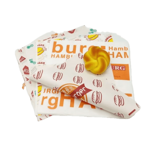 Printed-Greaseproof-Paper-High-Quality-Food-Grade-Greaseproof-Paper-Burger-Wrapping-Paper Background Removed
